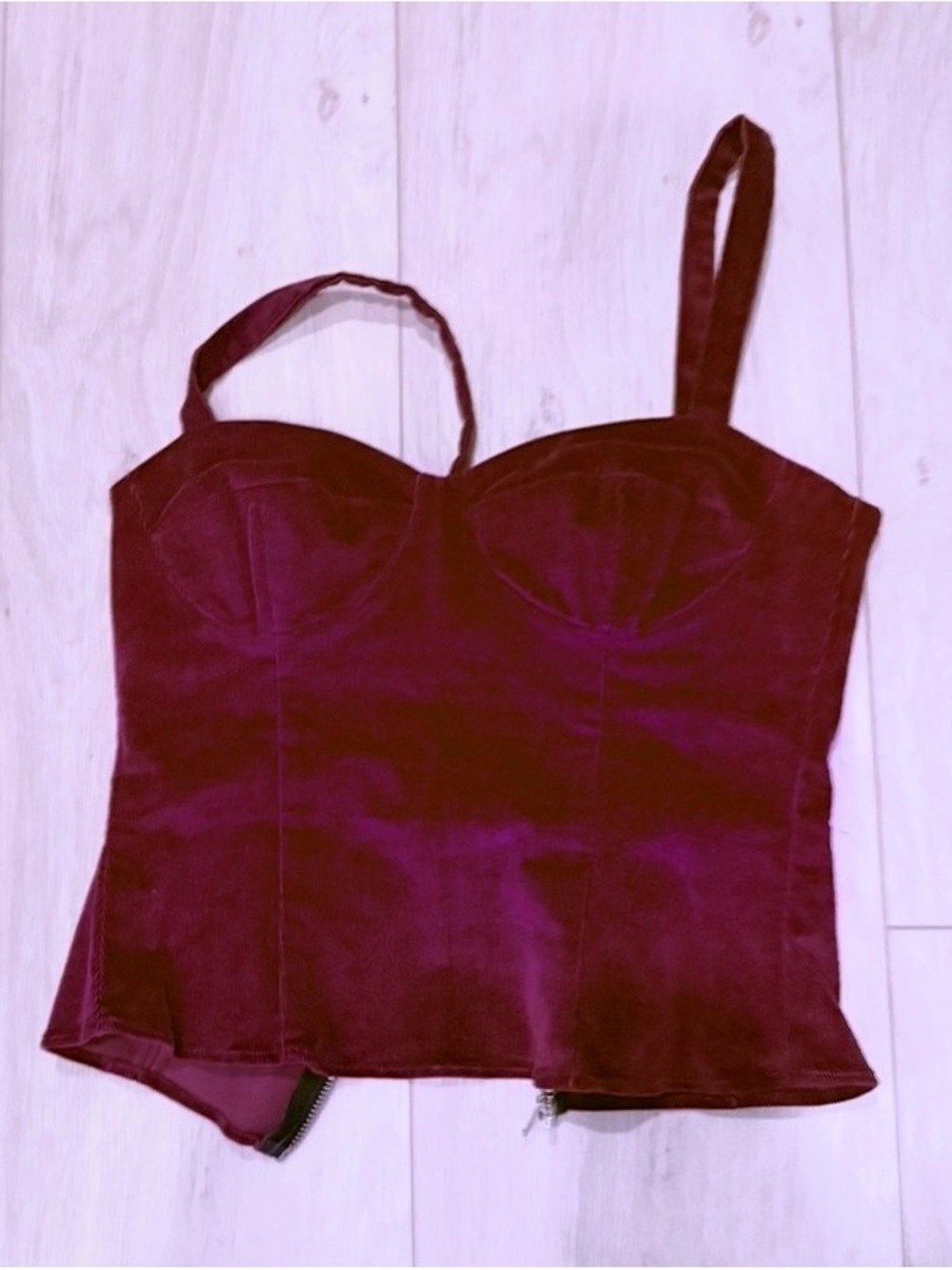 Reformation Burgundy Velvet Bustier Cami